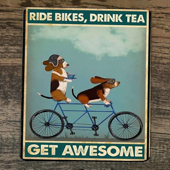 Mouse Pad Ride Bikes Drink‎ Tea Get Awesome Dogs Beagles - Picture 1 of 1